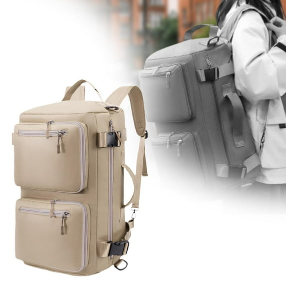 Segolike Portable Travel Backpack Knapsack with Shoes Compartment for Outdoor Activities Beige