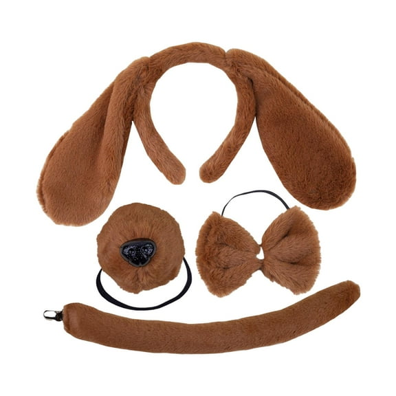 Segolike Puppy Dog Ears and Long Tail Puppy Dog Hair Hoop Animal Ears Hair Accessories Headdress Ears Hair Clip for Christmas Children Brown