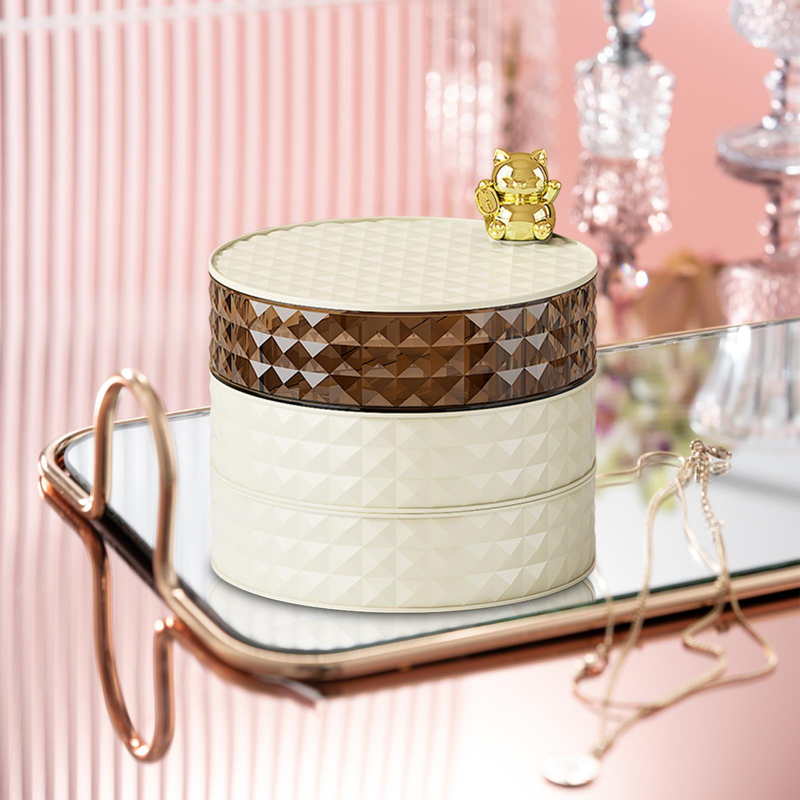 Segolike Rotable Jewelry Organizer Rotating Jewelry Storage Case Fashion Multi Layer Snack Storage Candy Box for Hair Clip Snacks Dorm 3 Layer