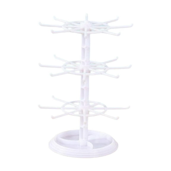 Segolike Rotating Jewelry Display Stand Necklace Holder 3 Layer Compact Keychain Display Stand for Showcase Watches Necklaces Earrings White