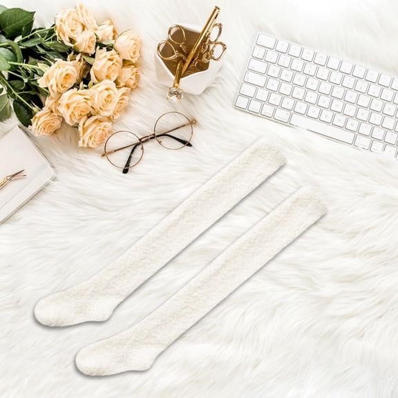 Segolike Thigh High Socks Leg Warmers Winter Warm Costume Sleeping Socks Foot Wrap Boot Stockings over Knee Socks for Home Living Room White