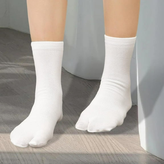 Segolike Two Finger Socks Tabi Socks Novelty Socks 2 Toe Flip Flop Socks for Street Outdoor and Indoor Home Office Commuting white