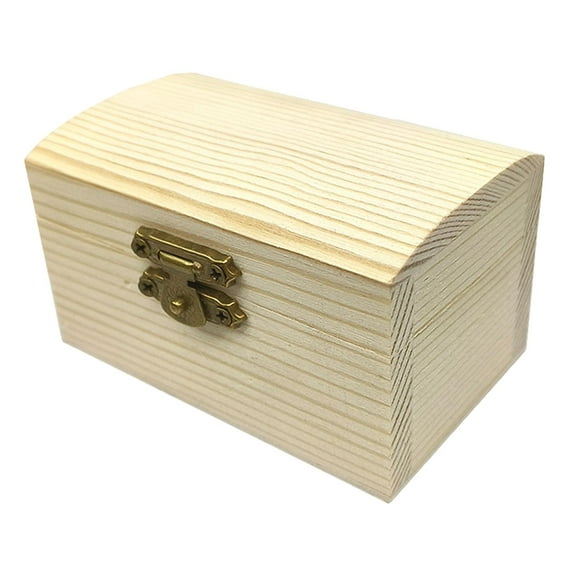 Segolike Unfinished Wood Box Treasure Chest Box Craft Box Jewelry Display Case Portable Wooden Jewelry Box Wooden Box for Home Storage Arch Lid