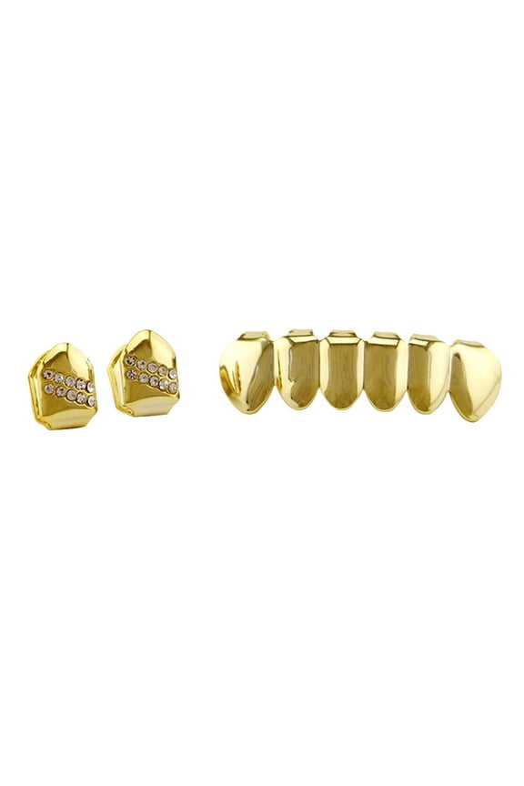 Unisex Tooth Clip Plated Crystal Mouth Cap Grills Bling Hip Hop Party Decor