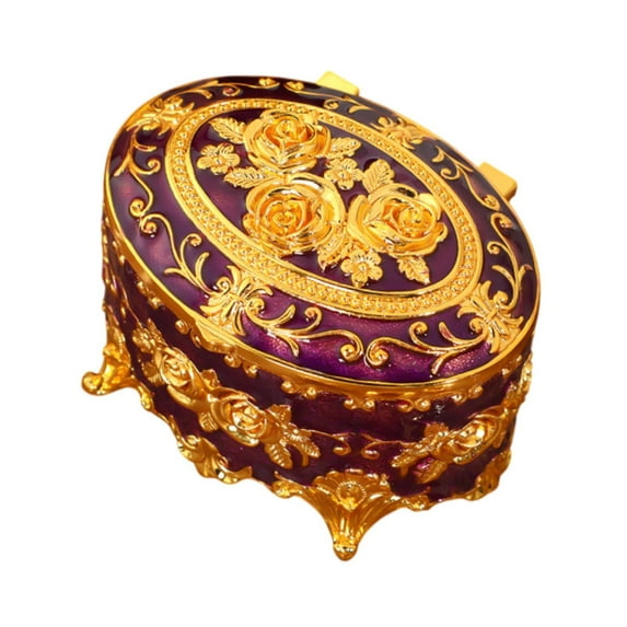 Segolike Vintage Jewelry Box Decorative Box Creative Round Jewelry Organizer Small Trinket Box Enameled Jewelry Box for Earrings