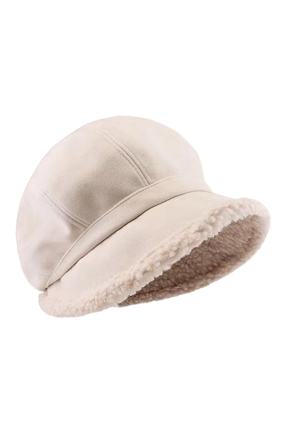 Warm Lined Beret Casual Women Newsboy Cap for Office Shopping Travel Daily Trip beige