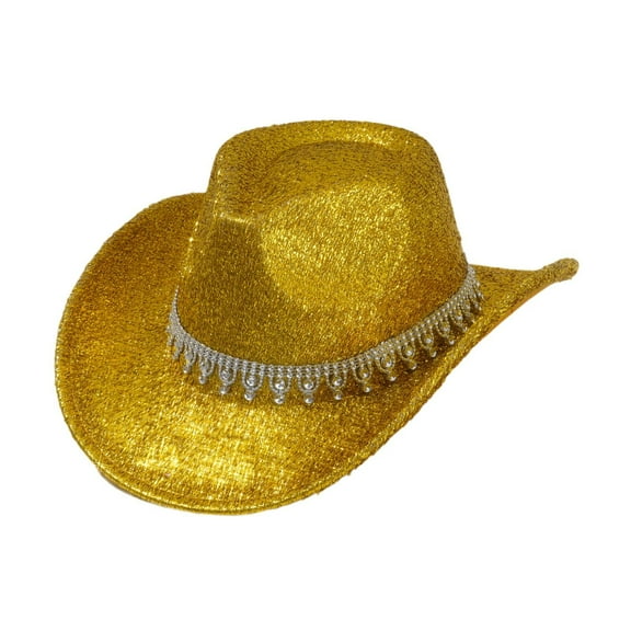 Segolike Western Cowboy Hat Retro Cowgirl Hat for Role Playing Festival Gold