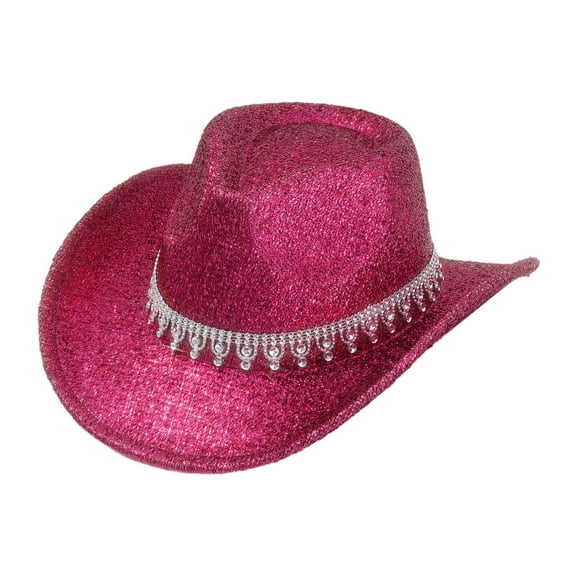Segolike Western Cowboy Hat Retro Cowgirl Hat for Role Playing Festival Pink Red