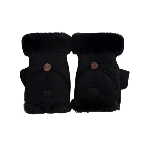 Segolike Winter Fingerless Gloves, Texting Mittens, Cold Weather Gloves, Flip Top Mittens Black