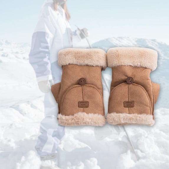 Segolike Winter Fingerless Gloves, Texting Mittens, Cold Weather Gloves, Flip Top Mittens Khaki