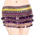 thumbnail image 1 of Segolike Women Belly Dance Skirt Shiny Hip Scarf Wrap for Festival Tango Themed Party Violet, 1 of 8