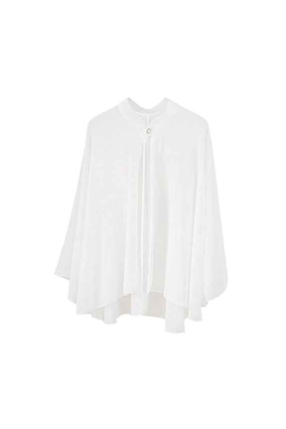 Women Chiffon Shawl Wrap Soft Capelet Sun Shawl for Party Dress Accessories White