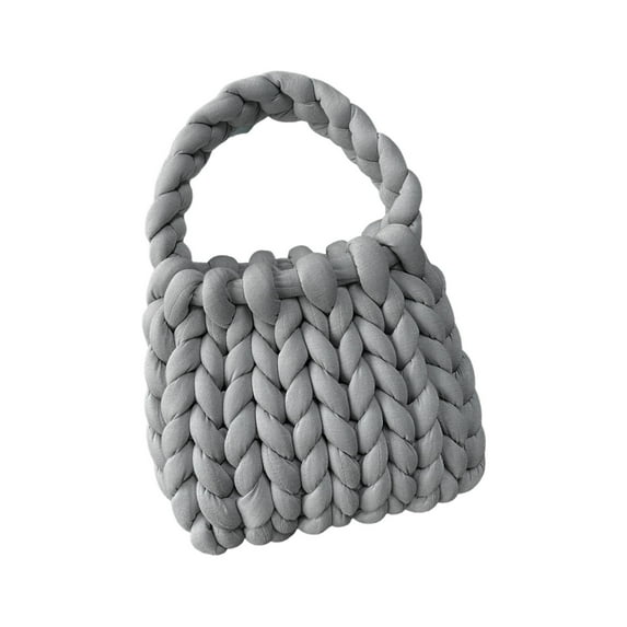 Segolike Women Crochet Bag Pouch Handbag Woven Chunky Lady Trendy Clutch Wallet Lightweight Shoulder Bag Underarm Bag for Travel Wedding Work gray
