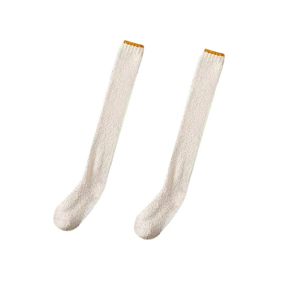 Segolike Women Knee High Socks Leg Warmers over Knee Comfortable Thigh High Socks Long Stocking for Apartment Dorm Living Room Bedroom White