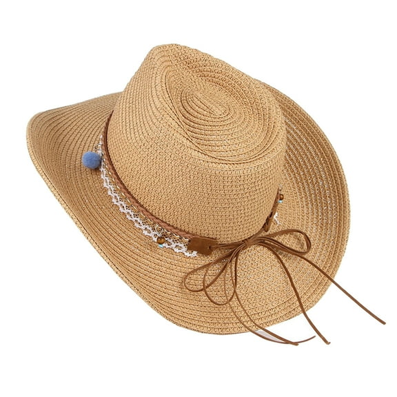 Segolike Women's Straw Sun Hat - Light Tan, as described