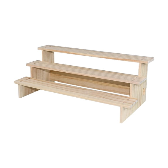 Segolike Wood Display Riser Stand Wooden Display Shelf Multilayer Reveal Frame Product Stand Jewelry Display Riser Shelf for Figurines , 3 layer 40cm