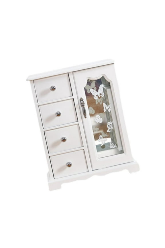 Wood Jewelry Box Jewelry Container Ornament for Women Girl Jewelery Display Case Trinket Storage Box for Earrings Charm Rings White