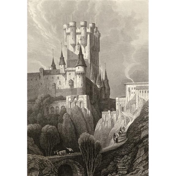 Segovia Spain Alcazar Before 1862 Fire From A 19th Century Print Poster Print - 12 x 18