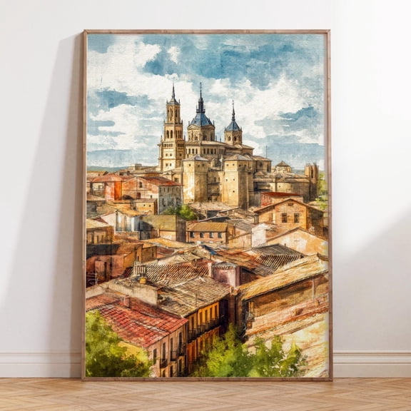 Segovia Spain Historic Old Town Rooftops Travel Wall Art Unframed Paper Print