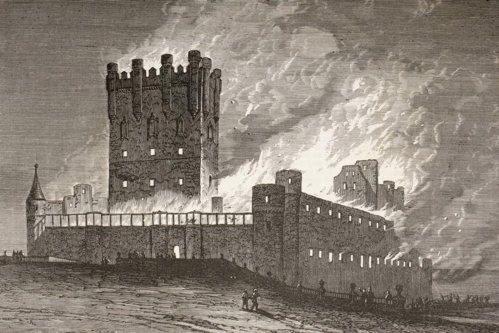 Segovia Spain The Fire In The Alcazar On March 6 1862 From El Museo Universal Published Madrid 1862 Canvas Art - Ken Welsh Design Pics (18 x 12)