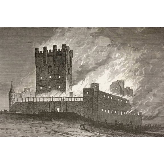 Segovia Spain The Fire In The Alcazar On March 6 1862 From El Museo Universal Published Madrid 1862 Canvas Art - Ken Welsh Design Pics (36 x 24)