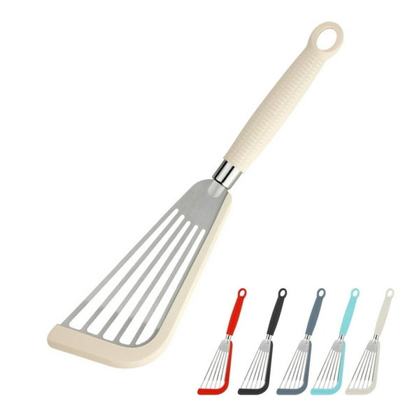 Seguan Silicone Fish Spatula For Nonstick Cookware, Heat Resistant Slotted Spatula Turner for Cooking (Beige)