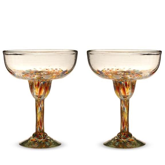 Segunda Vida Recycled Margarita Glasses, Home Bar Gifts, 10oz Set of 2