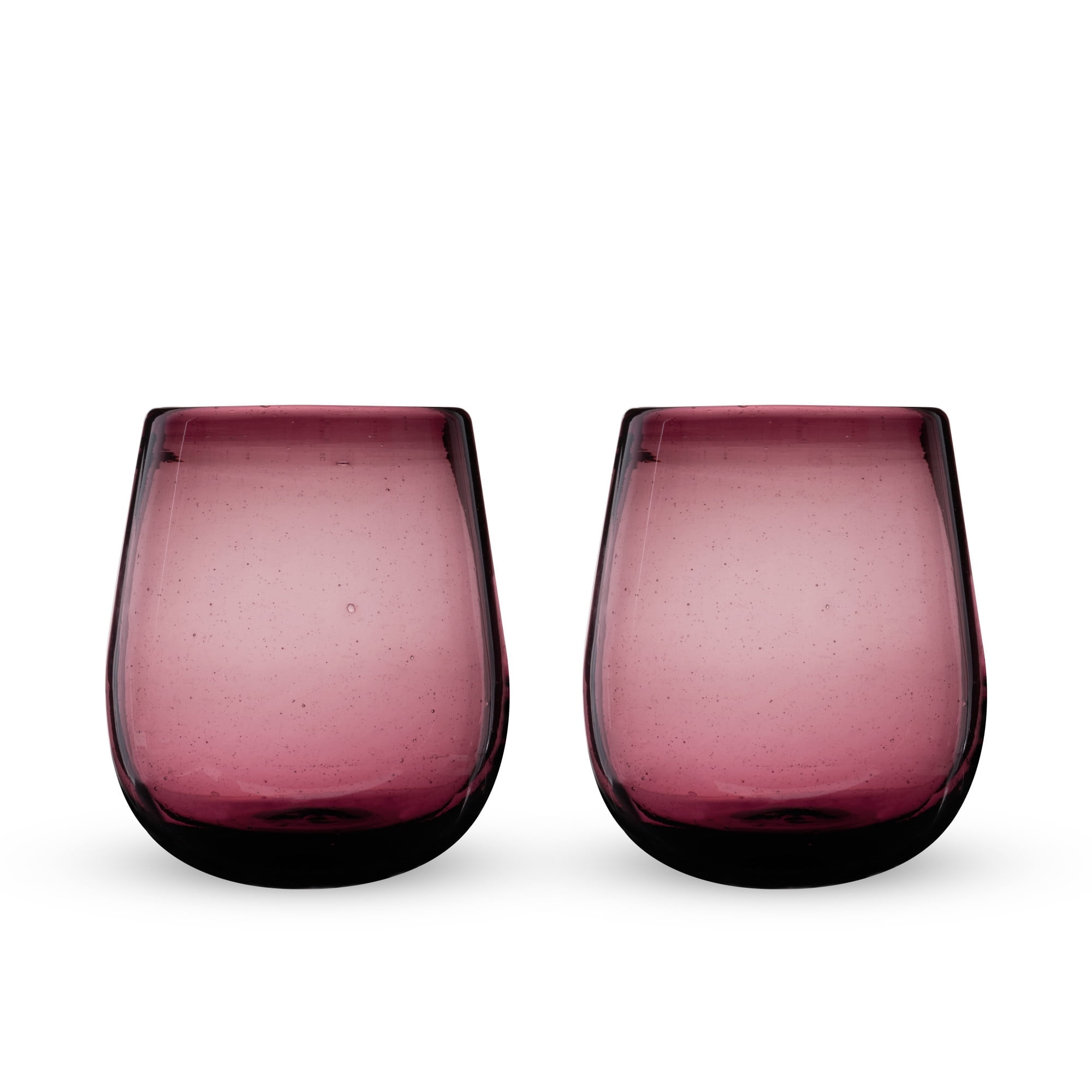 Segunda Vida Purple Hand Blown Stemless Wine Glasses Set