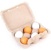 Sehao 6PCS Set Kid Wooden Eggs Yolk Pretend Play Kitchen Food Cooking Toy