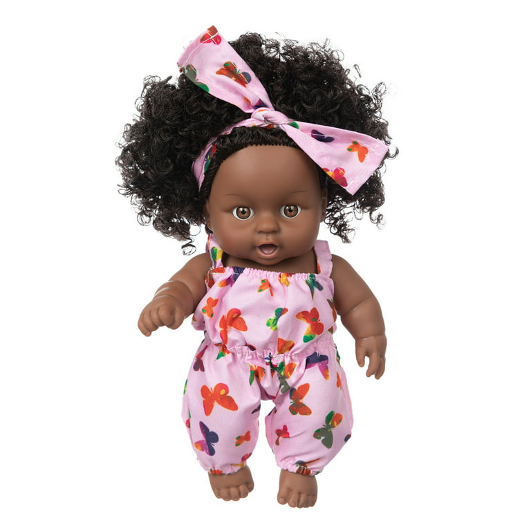 Sehao Cute Curly Black African Black Baby Doll Mini Doll Baby Toys 