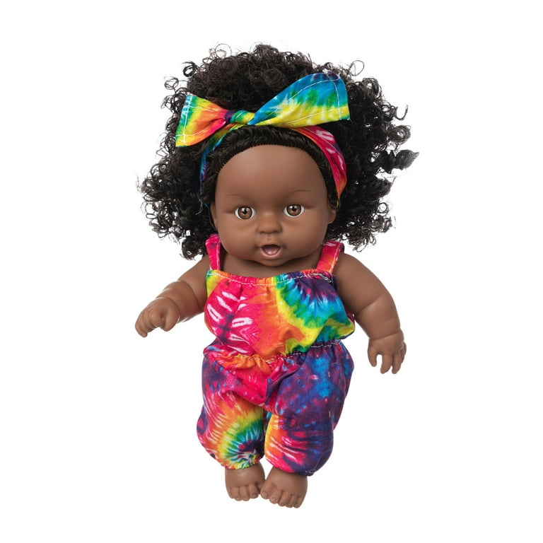 Sehao Cute Curly Black African Black Baby Doll Mini Doll Baby Toys 