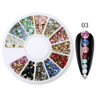 1000Pcs Transparent AB Flat Back Nail Art Rhinestones Mixed Sizes 2mm  Crystals Gems For DIY Nail And Crafts Decorations (00T Mix Colors AB) 
