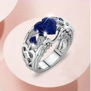 COOPSERBIL Sehao Rings Heart Shape Diamond Zircon Women Trend Full Diamond Zircon Ring Ladies Jewelry Diamond Rings For Women Size 5 11 jewelry clearance Blue 11