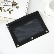 Sehao School Supplies Pencil Case with Transparent Window Stationery Bag Binder Classroom Storage Bag Black Oxford Cloth