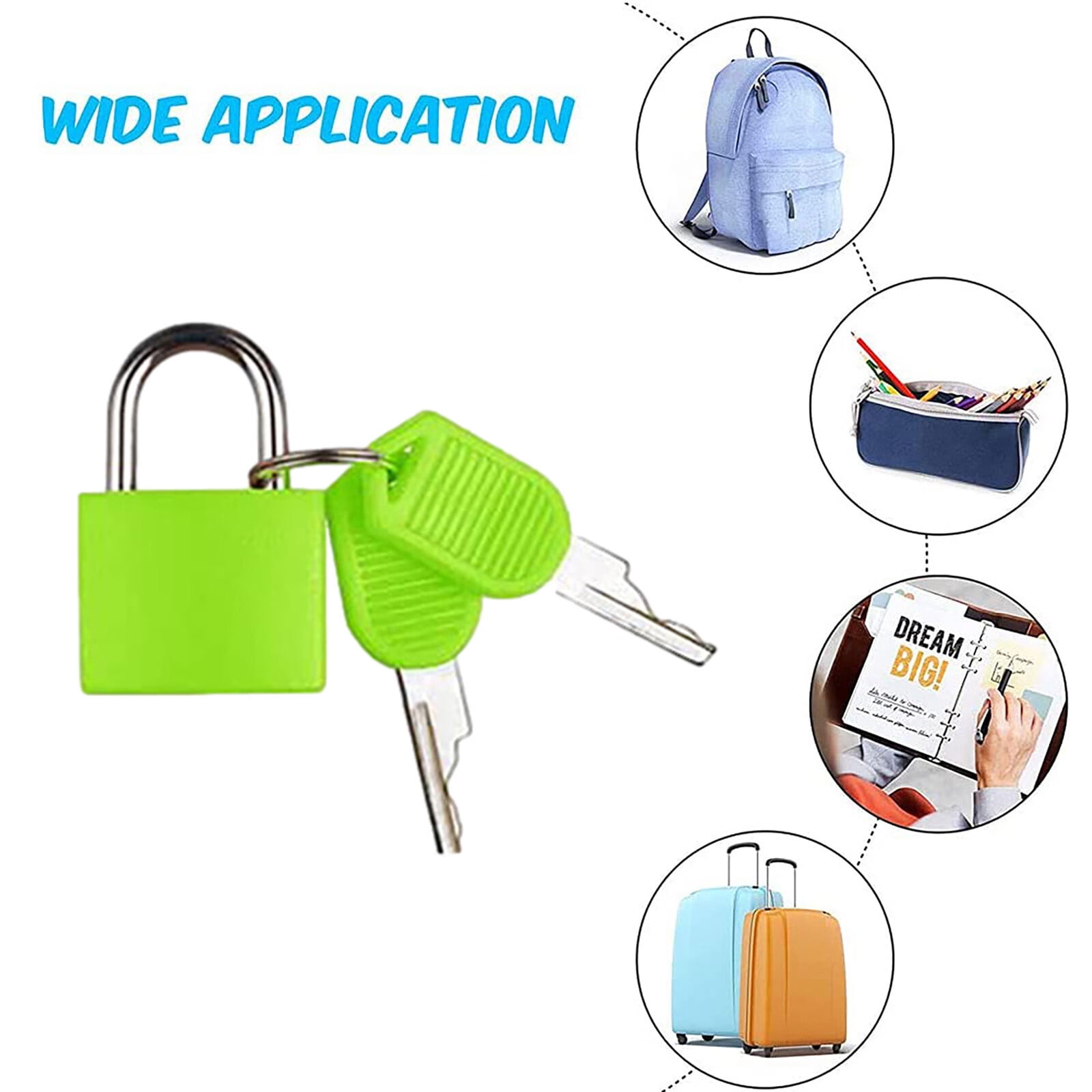 Sehao Suitcase Lock Mini Padlock with Key Small Lock School Bag