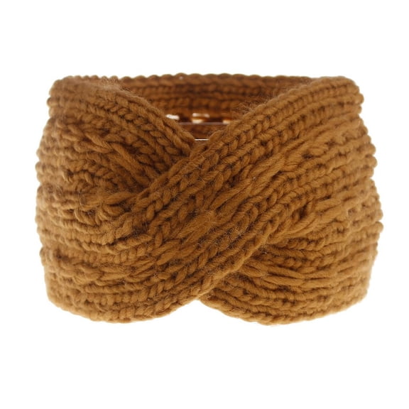 Sehao Women Girls Headbands Winter Cross Braided Headband Ear Warmer Head Wraps Brown