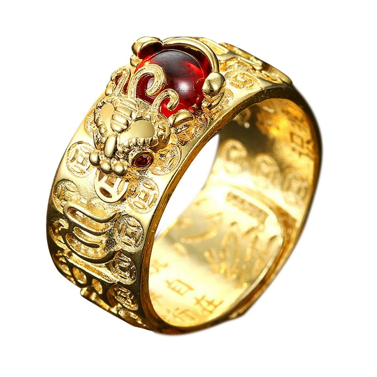 Sehao Women Men Vintage Sculpture Stretch Rings Open Adjustable Band Gemstone Ring for Accessories Gift Women s Size One size Beige
