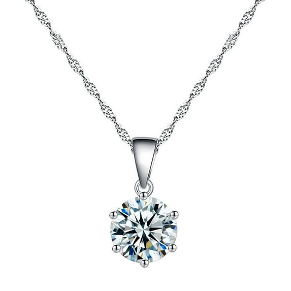 Sehao Women Temperament Six-Jaw Zircons Small Fresh Heart Eight Arrows Necklace Silver Jewelry