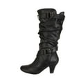 thumbnail image 1 of Sehao Women's Heeled Knee High Boots Back Retro Slouchy High Heel Boots Black PU, 1 of 4
