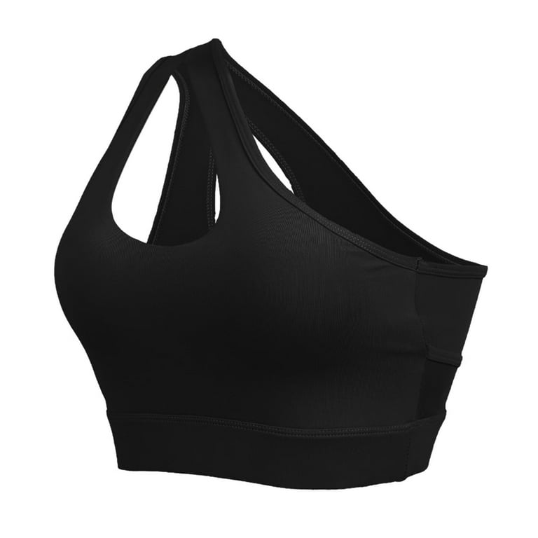 Sehao Workout Bra Women Sexy One-Shoulder Plus Size Exercise Shake-proof  Yoga Bra Underwear Spandex Push Up Bras for Women