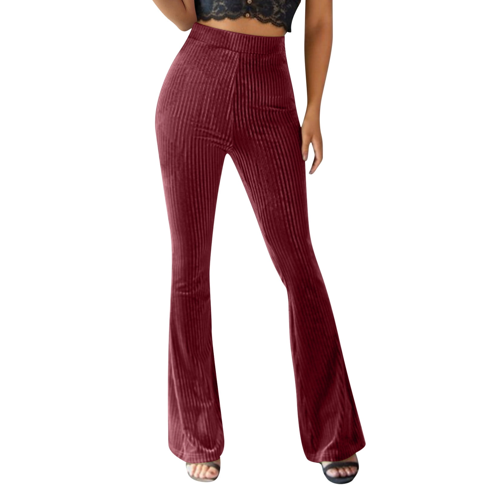 Sehao high waisted flare jeans for women,Women's Velvet Elastic Waist