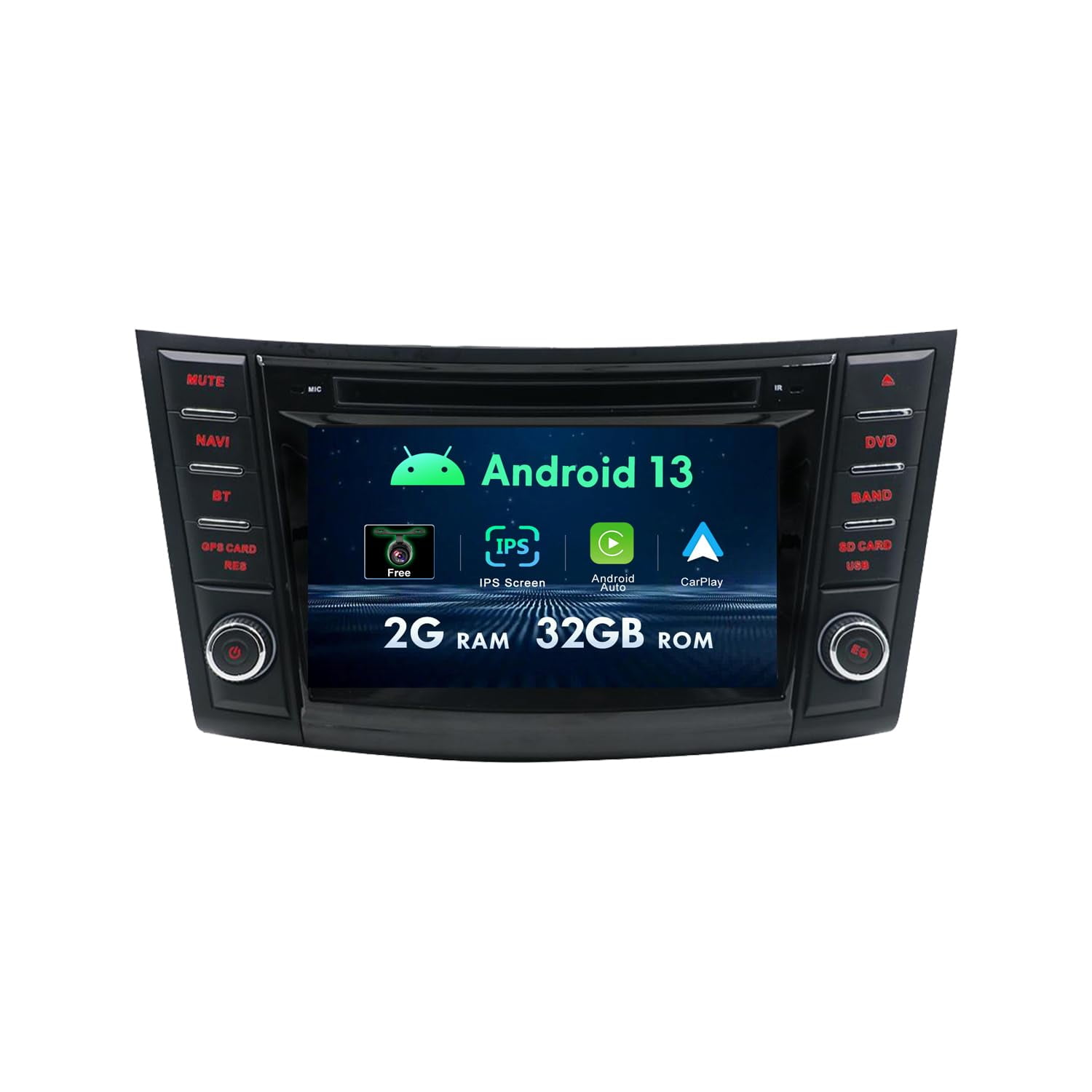 S 7"IPS Android Double Din Car Stereo DVD For Suzuki Swift 2011-2016 Head Unit | Free Camera | Support Carplay Bluetooth GPS Sat Nav Mirror Link DAB RDS WIFI SWC | 2G+32G |