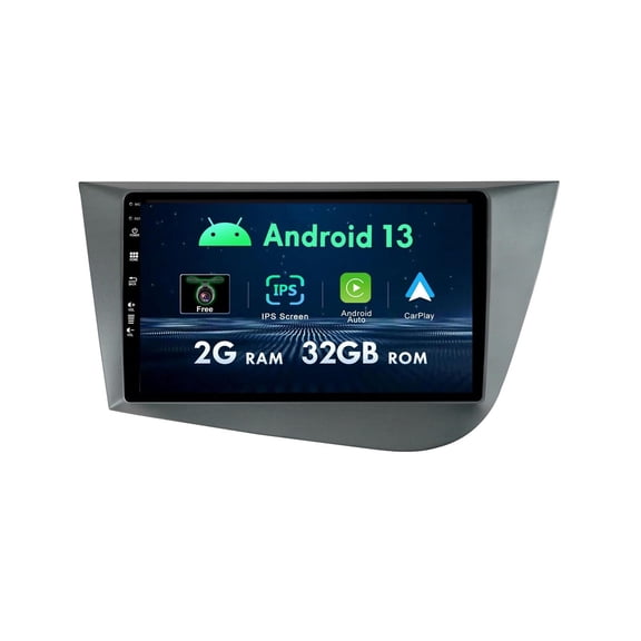 Sehmtoo Car Radio Sehmtoo 9 Inch IPS 2 Din Android Car Radio Stereo For Seat Leon 2 MK2 2005-2012 - [2G+32G] - [Built-in Carplay/Android Auto] - Support Steering Wheel/WIFI/RDS/AUX/USB/Mirror Link