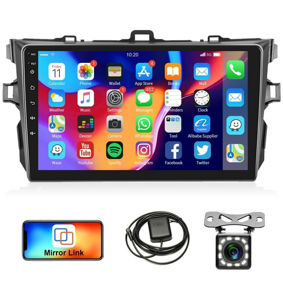 Sehmtoo Car Radio Android Stereo Radio for Toyota Corolla 2006 2007 2008 2009 2010 2011 2012 2013 GPS Navigation, 9'' Touch Screen Car Radio with Bluetooth FM WiFi Mirror Link USB EQ+ Backup Camera