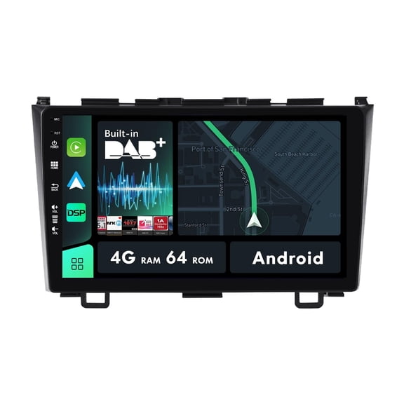 Sehmtoo Car Radio Sehmtoo DAB+ 9inch IPS HD Screen Car Stereo For Honda CRV 2006-2011 GPS Sat Nav Android Head unit Carplay WIFI SWC RDS BT FM AM-4GB+64GB