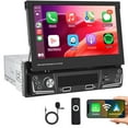 thumbnail image 1 of S Car Stereo Single Din Wireless Carplay&Android Auto 7 Inches Flip out Touchscreen 1 Din Radio with Android Auto Bluetooth Mirror Link FM/AM Radio TF/USB/AUX Rear View Camera, 1 of 7