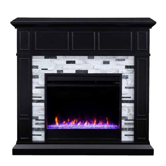 Southern Enterprises 45.5" Black and White Contemporary Electric Fireplace