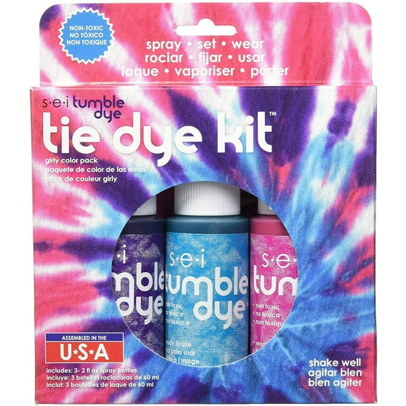 Sei Girly Girl Tie Dye Kit, Fabric Dye Spray, 3 Colors
