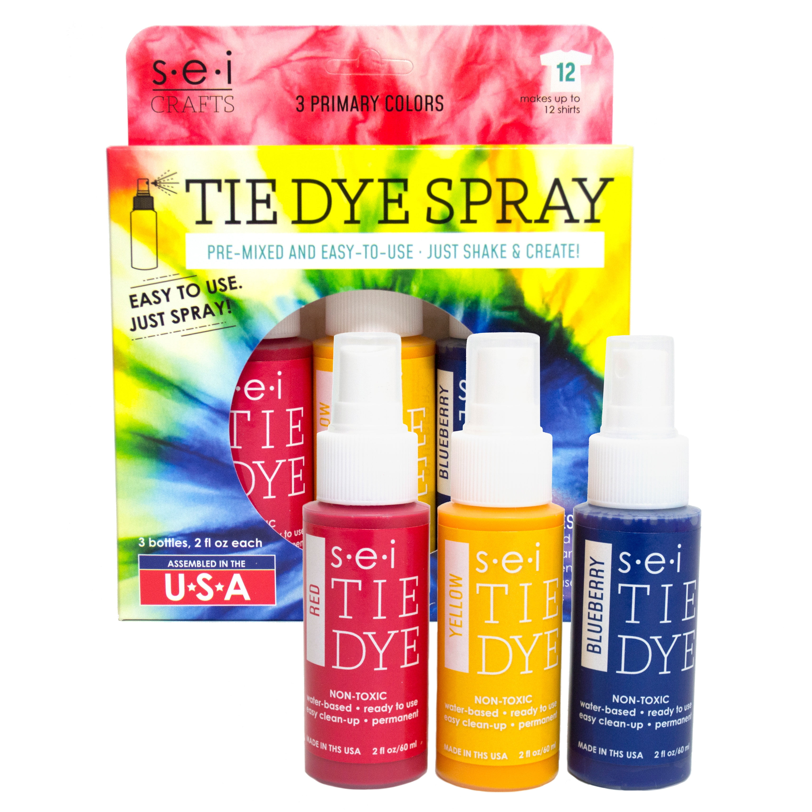 Sei Primary Tie Dye Kit, Craft and Fabric Spray, 3 Colors