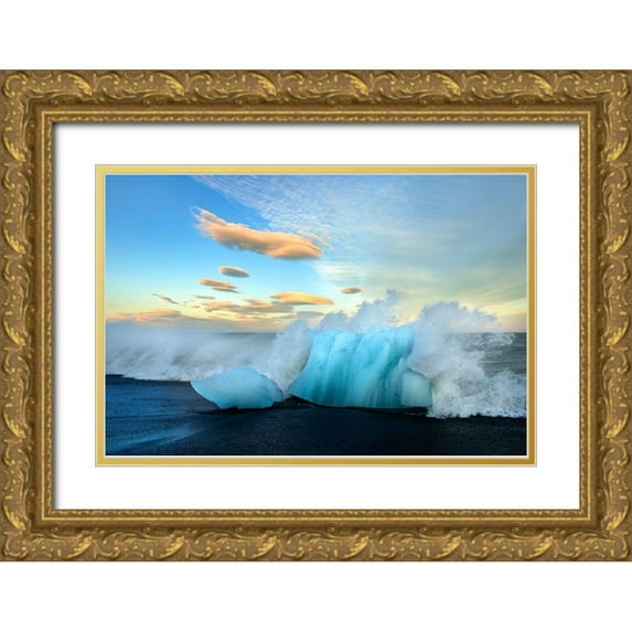 Seidel, Leo 24x17 Gold Ornate Wood Framed with Double Matting Museum Art Print Titled - Gletschereis Sudkuste